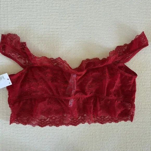 NWT Out From Under Red Lace Floral Bra Top / Bralette Off The Shoulder  Size XL - Picture 12 of 16